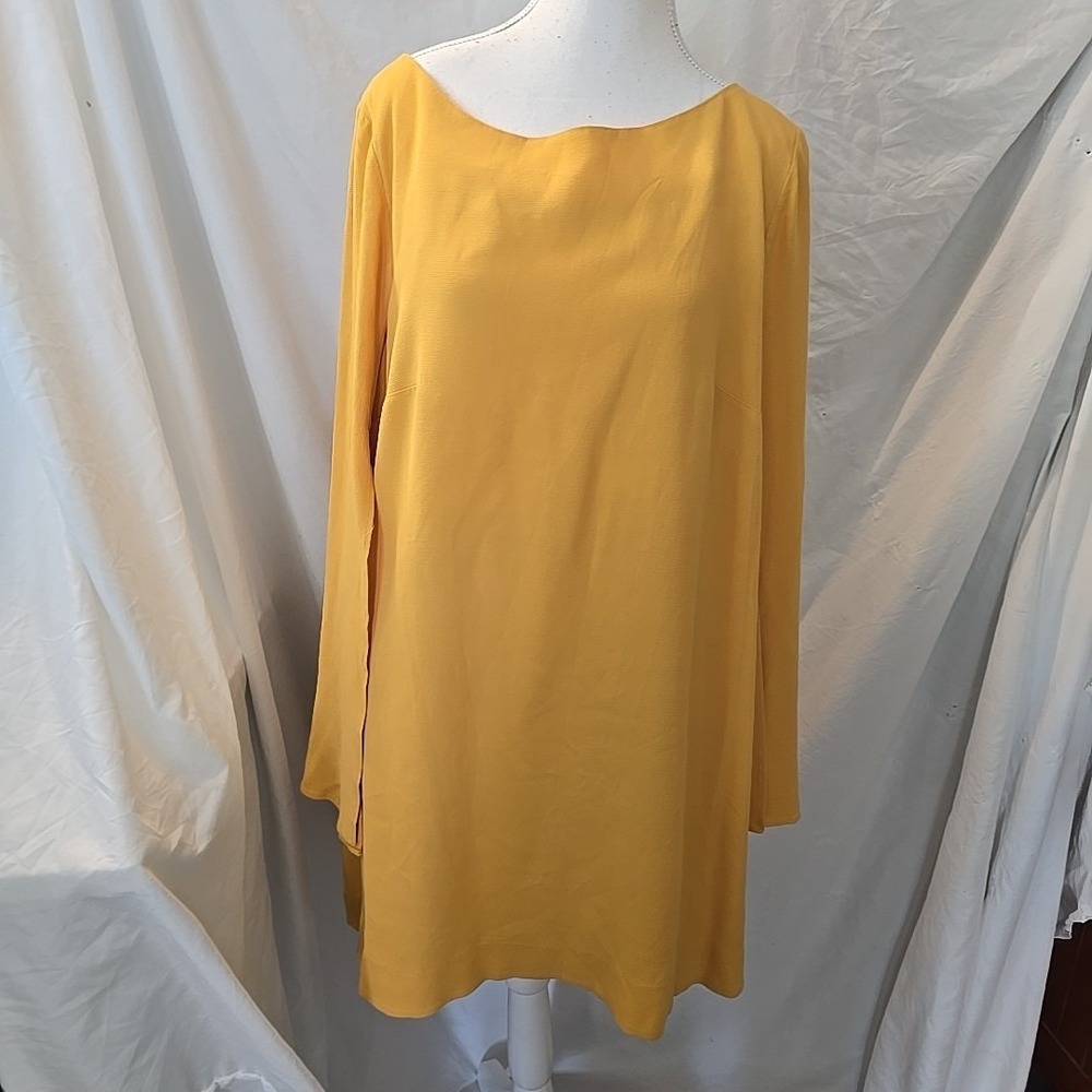 Free People Some Like It Hot Dress‎ In Sun Yellow SIZE L Flowy Slit Sleeves NWT